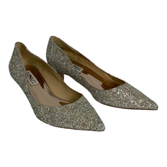 NWT Badgley Mischka Madison II Pump Champagne‎ Glitter Size 6 Pointed Toe Heels - Picture 13 of 14